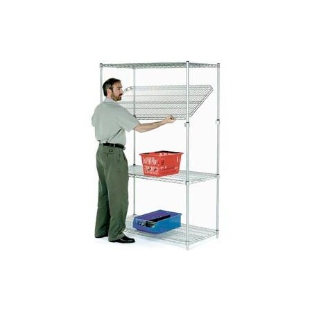 Nexel 4 Shelf, Chrome Quick Adjust Wire Shelving Unit, Starter, 48inW x 14inD x 86inH 580597